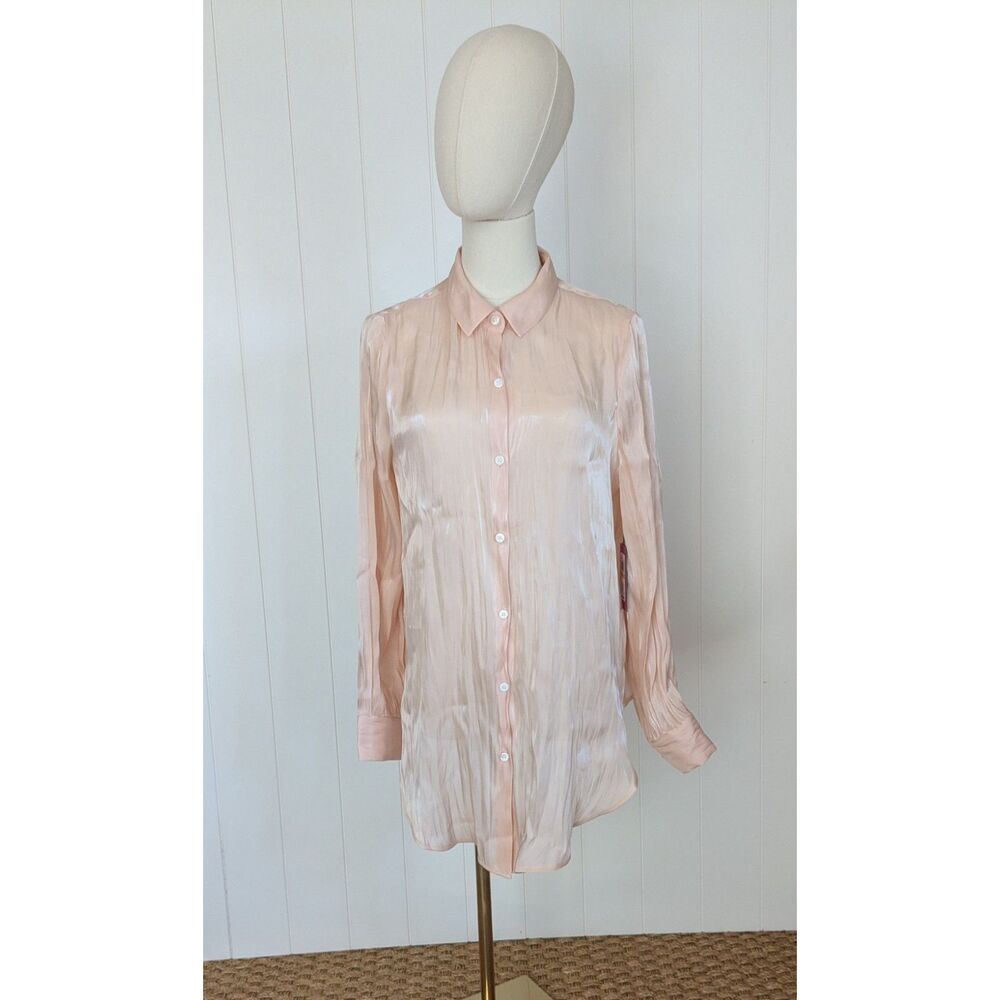 NWT Vince Camuto Tie Front Button Up Blouse - Apricot Cream - Small